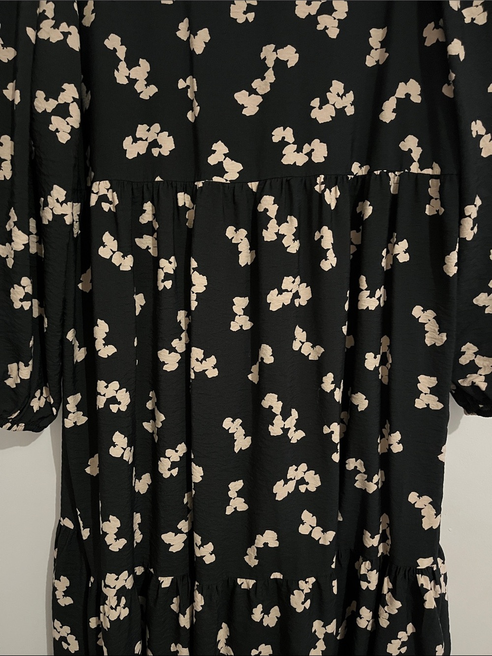 a new day Black Dress with Cream Print women’s xl high pockets long sleeve - Picture 8 of 8